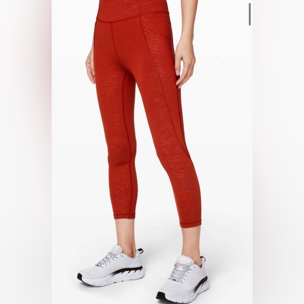 Lululemon Time To Sweat Crop *23 Brick Rose Size 8 (see minor flaw)